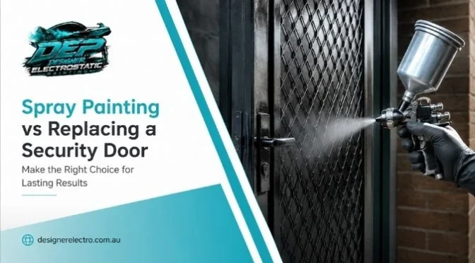 Replacing a security door vs security door spray painting in Sydney for restoring an older, structurally sound security door.